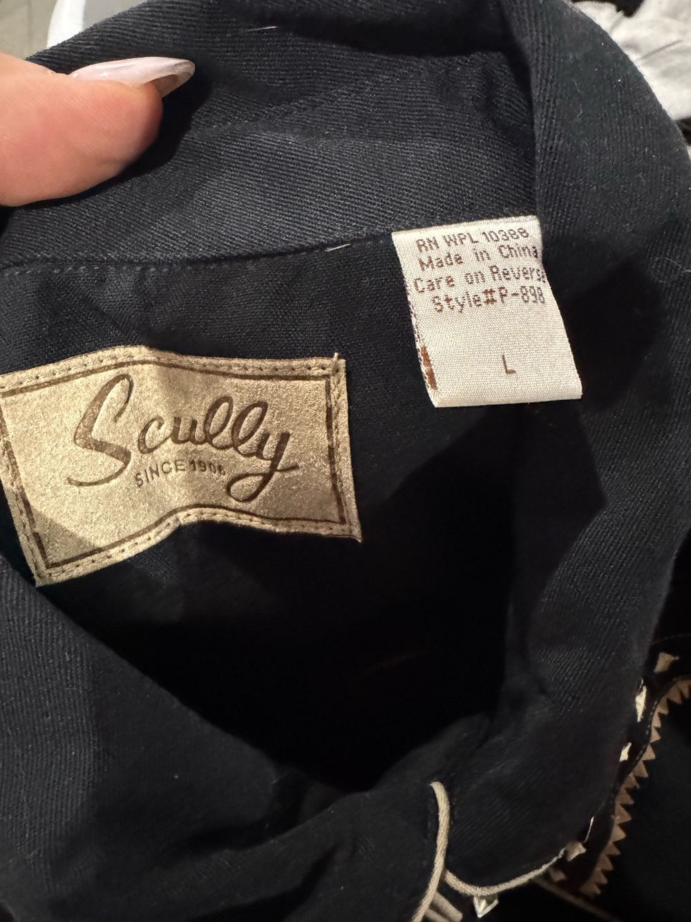 Scully black Western-Style Button-Up Shirt with Taupe Trim NWOT never worn - Picture 4 of 4